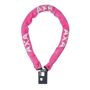 Candado cadena AXA Clinch+largo 85 cm grosor 6 mm acero reforzado funda goma llave seguridad 8 rosa