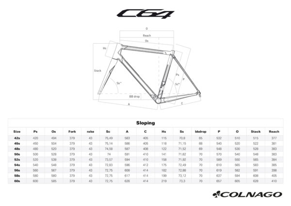 Bicicleta Colnago C64 - Color PJRD tallas