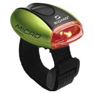 Luz seguridad Sigma micro LED roja/blanca con correa a pila verde