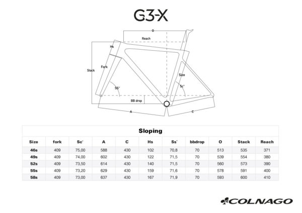 Cuadro de carbono Colnago G3X - Color G3GR tallas